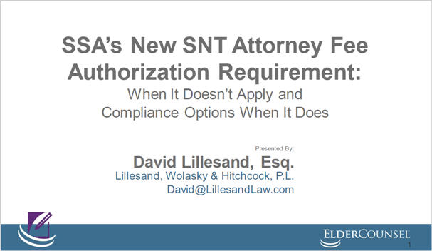 SSA’s New SNT Attorney Fee Authorization Requirement | On-Demand Course